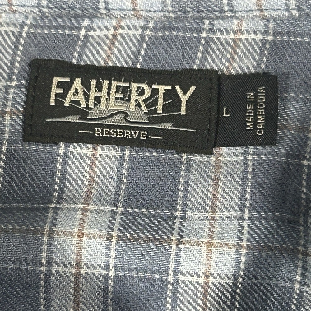 Faherty Shirt Men L The Weekend Blend Fox Lake Plaid Linen Button Down Huckberry - Picture 4 of 15